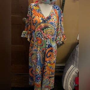 SHEIN Multicolor Paisley Midi Dress